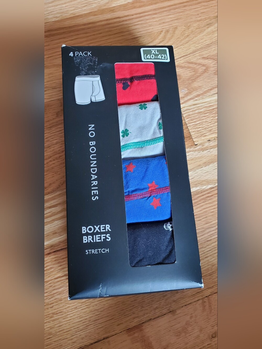 NIB No Boundaries Men's Boxer Briefs 4-Pack Size XL 40-42 Stretch